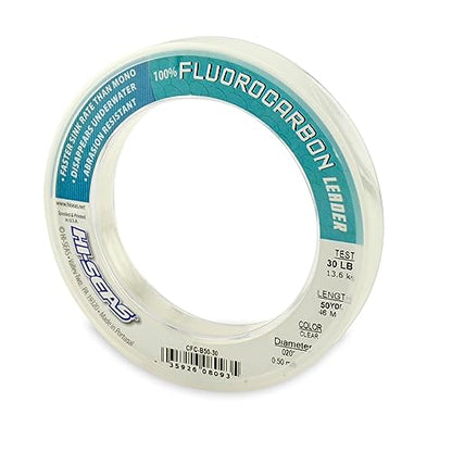 HI-SEAS 100% FLUOROCARBON Fishing LINE Leader - Clear Invisible Leader UNDETECTABLE to Fish, Fast Sinking 6LB-400LB - style: 0.019 in / 0.50 Mm, 30 Lb, 50 Yd