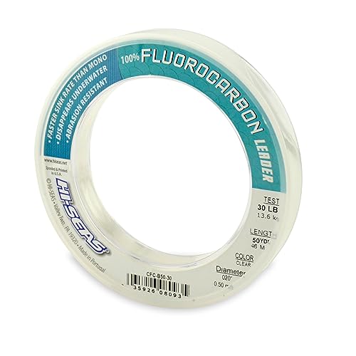 HI-SEAS 100% FLUOROCARBON Fishing LINE Leader - Clear Invisible Leader UNDETECTABLE to Fish, Fast Sinking 6LB-400LB - style: 0.019 in / 0.50 Mm, 30 Lb, 50 Yd