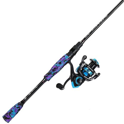 Sougayilang Fishing Rod and Reel Combo, Stainless Steel Guides Fishing Pole with Spinning Reel Combo for Bass Fishing - color: Blue, size: 6'10''-3000