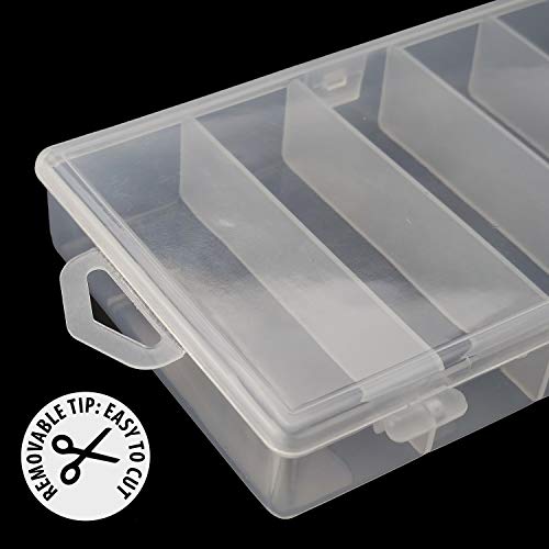 IFAMIO Clear Plastic Storage Case Container for Fishing Tackle Organizer Box with Dividers for Jewelry Beads Collection