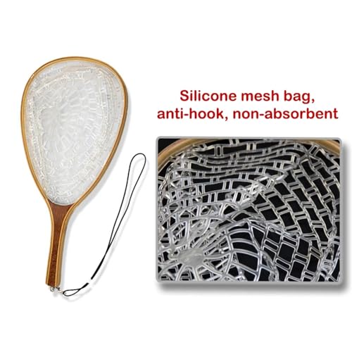 Fly Fishing Landing Net Soft Rubber Small Or Big Mesh Trout Catch and Release Net - color: Black