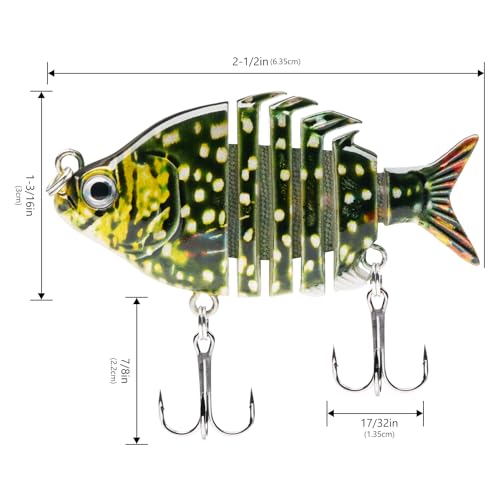 Bassdash SwimPanfish 0.34oz Hard Swimbaits Multi Jointed Topwater Trout Bass Fishing Crank Lure for Freshwater and Saltwater - color: Northern Pike