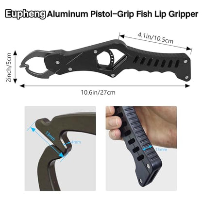 Eupheng Aluminum Pistol-Grip Fish Lip Gripper, One-Hand Operation Lightweight Fish Grabber Tool, Catfish Grippers Pliers for Lure Fishing and Kayak Fishing Accessories - color: Blue