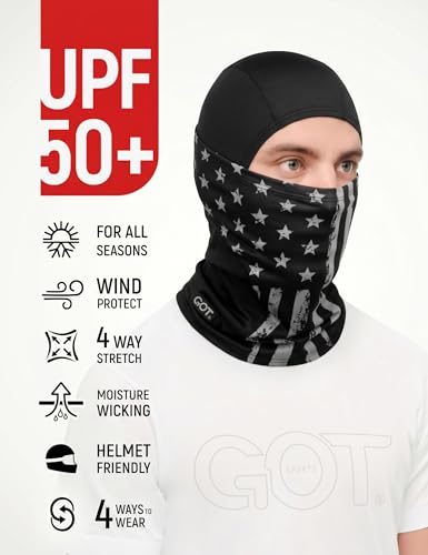 UPF 50+ Balaclava Ski Mask for Men Women - UV Face Mask Motorcycle Shiesty | Windproof, Breathable, Hinge Design, Full & Half Face Coverage, Fits Under Helmet, Snowboarding, Skiing - color: Black Flag