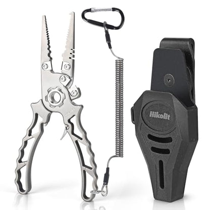 Titanium Fishing Pliers Saltwater, Corrosion Resistant Fishing Pliers Hook Remover with Double Tungsten Cutters, Fishing Gear as Split Rings Pliers