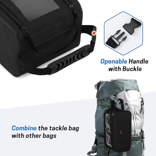 VISEMAN Fishing Tackle Bag, Waterproof Bait Storage Bag, Tackle Organizer | Fishing Bait Bag with Transparent Window for Crappie and Bass Fishing - color: Black