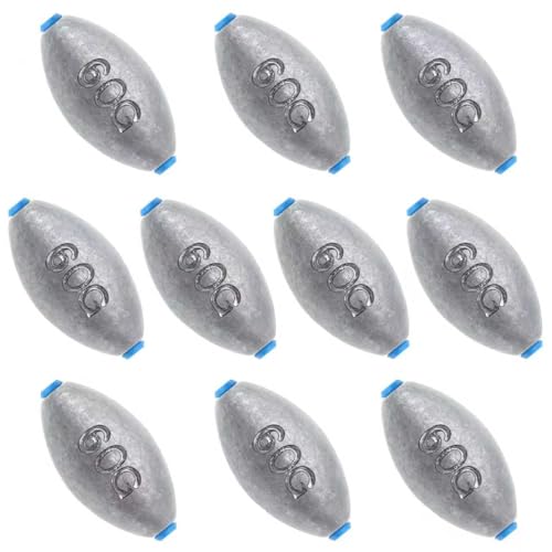 Egg Sinkers Fishing Weights, Bullet Fishing Weights | Lead Oval Shaped Fishing Weights Sinkers for Saltwater Freshwater Fishing 1/4oz to 3oz - size: 2oz-10pcs