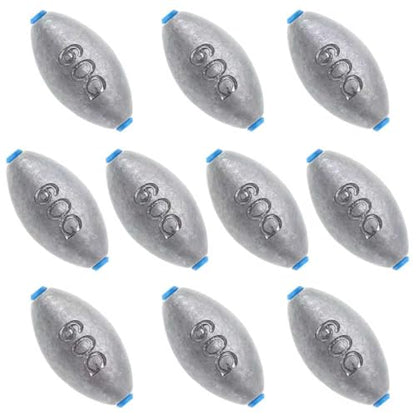 Egg Sinkers Fishing Weights, Bullet Fishing Weights | Lead Oval Shaped Fishing Weights Sinkers for Saltwater Freshwater Fishing 1/4oz to 3oz - size: 2oz-10pcs