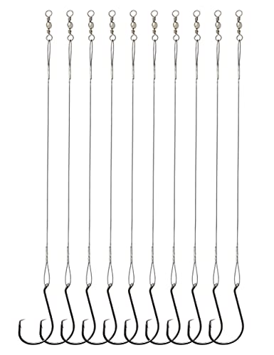 Circle Hooks Rigs Saltwater Steel Leader Wire, 25pcs Heavy Duty Circle Hook with Leader Wire Bass Catfish Fishing Lure Rig - size: 1/0