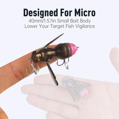 Kingdom Wasp Crawl Bait Insect Bionic Floating Fishing Lures Swimbaits Hard Artificial Baits Lure Freshwater and Saltwater Bass Carp Pike Walleye Fishing ABS Material Carbon Steel Three Book Hook - color: 02, size: 4.2g
