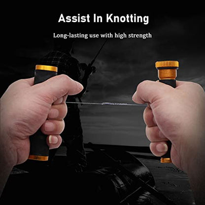 OUKENS Fishing Line Dragger, Fishing Knot Puller Tool Assist Fishing Line Knotting Device Tension Line Dragger for Fishing - color: Gold