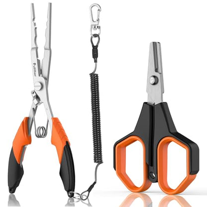 Fishing Tools Kit, Fishing Pliers,Fishing Scissors, Fishing Line Cutter for Braided Fishing Line,Fishing Gear with Lanyard - color: 8"Fishing Pliers Orange