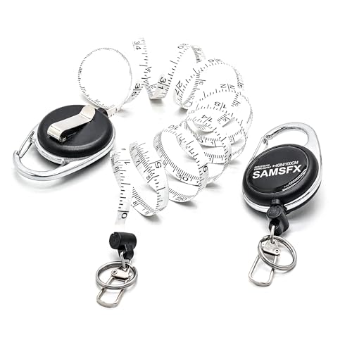SAMSFX Tape Measure Retractor Fly Fishing Zinger Retractors Carabiner Style Clip on Back Tether Tools Badge Holder (2PCS in Pack)