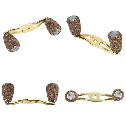 Dioche Fishing Reel Handle, Reel Handle Wood Knob Carbon Fiber Frame with Fittings Replacement Parts (Gold)