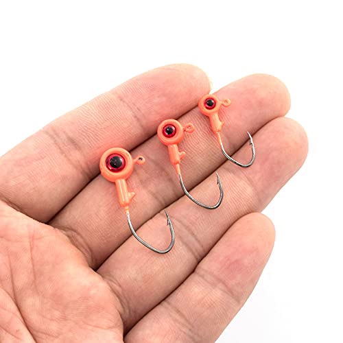 Dr.Fish Crappie Jig 3D Eyes Fishing Jig Head Freshwater Crappie Trout Panfish Hook Bass Fishing Lure 1/32oz 1/16oz 1/8oz - color: Orange, size: 1/8oz(#2)-10 Pack