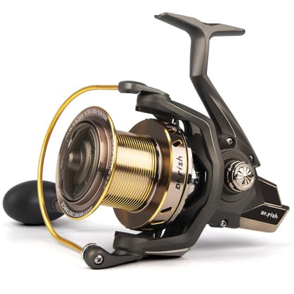 Dr.Fish Long Shot Spinning Reel, 10000/12000 Saltwater Surf Fishing Reel, 13+1 BBS, 48LB Max Drag, Ultra High Capacity, Heavy Duty Long Cast Offshore Trolling Surf Casting - color: LS-12000 V2