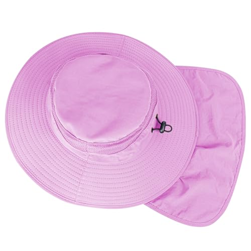 Sun Hats for Men Women Fishing Hat UPF 50+ Breathable Wide Brim Bucket Hats Summer UV Protection Safari Hat with Neck Flap - color: Purple