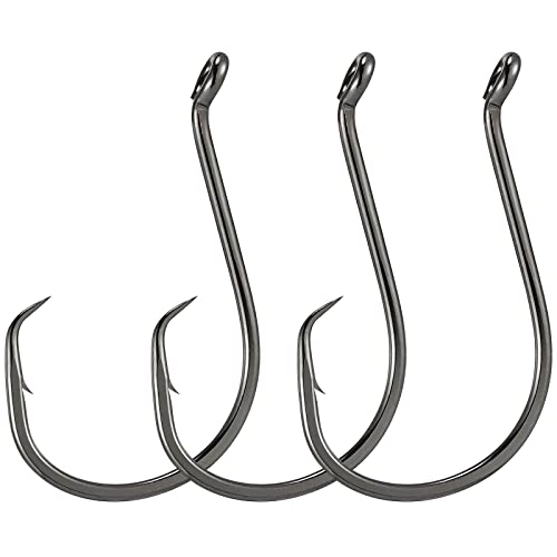 Dr.Fish 100 Pack Octopus Circle Hooks, Saltwater & Freshwater Fishing Hooks, #8-#10/0, Offset, Catfish, Tuna, Striper, Snapper, Bass Fishing - color: Black, size: #6/0-100 Pack