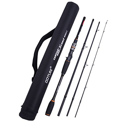 Goture 4-Piece Travel Carbon Fishing Rod M/MH Action 6.6-12ft Multi-Colors | Goture multi-spec travel fishing rods adopt upgraded high-grade carbon fiber blank with premium Fuji line guides - color: O Ring, size: Spinning/10'-Moderate-Fast/Medium-Heavy