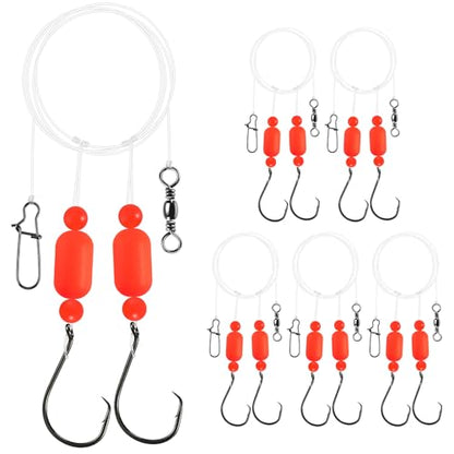 Alwonder 5-Pack Pompano Rigs Surf Fishing Rigs with Snell Floats, Saltwater Live Bait Rig Swivels Duo Lock Snaps Circle Wide Gap Kahle Hooks Rig for Beach Surf Casting Pier Jetty Fishing - color: Green 5-Pack, size: #2/0 Circle Hook
