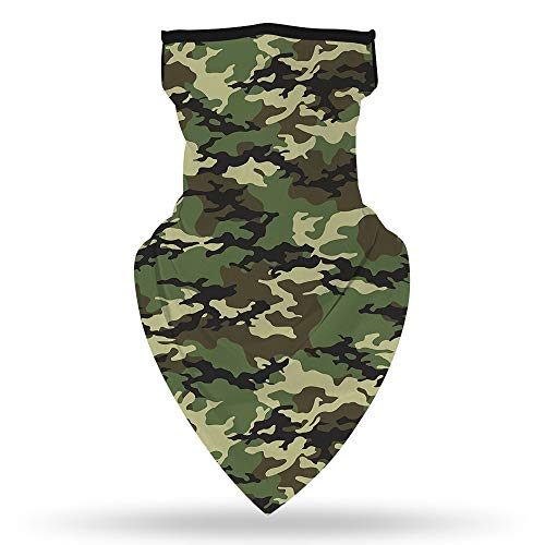 YAYOUREL Neck Gaiter Face Mask Bandanas for Men Women UV Face Scarf Cover Ear Loop Hole Facemask for Fishing Running Cycling - color: Green Black