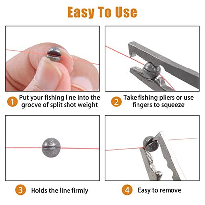 Split Shot Fishing Weights Sinker Kit, 120g/Box Round Split Shot Sinker Removable Fishing Weights Egg Sinkers for Saltwater Freshwater 7 Sizes - style: Red Box