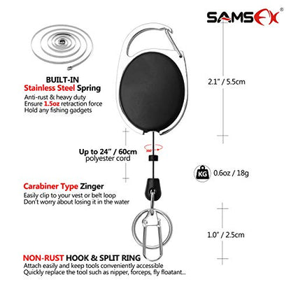 SAMSFX Fishing Knot Tying Tool, Multifunctional Fly Fshing Nippers, Quickly Tie Fishing Knots for Hooks, Lures and Flies, Fishing Clippers with Retractor - color: Silvery Knot Tool, style: Oval Retractor