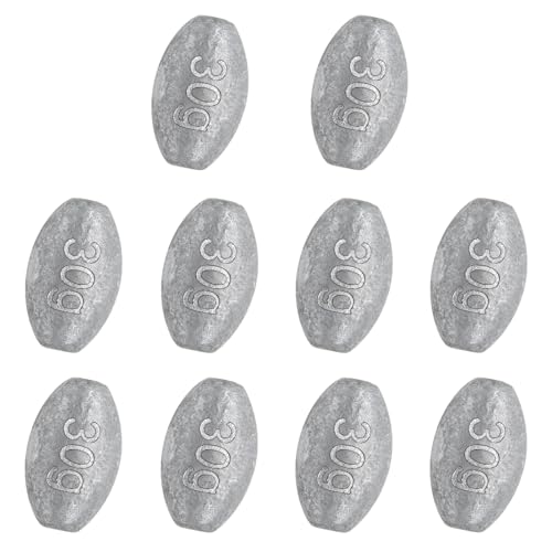 Egg Weights Fishing Sinkers Weights Assortment Lead Oval Shaped Drop Weight | Sinker Tackle for Freshwater Saltwater Fishing Bass Casting - style: 1oz-10pc