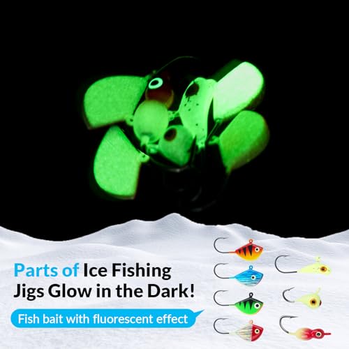 THKFISH Ice Fishing Lures Ice Fishing Jigs Ice Fishing Gear Hard Fishing Lures and Jigs Walleye Ice Fishing Kit Crappie Panfish Pike Jigs,14/26/40PCS - color: A-26PCS