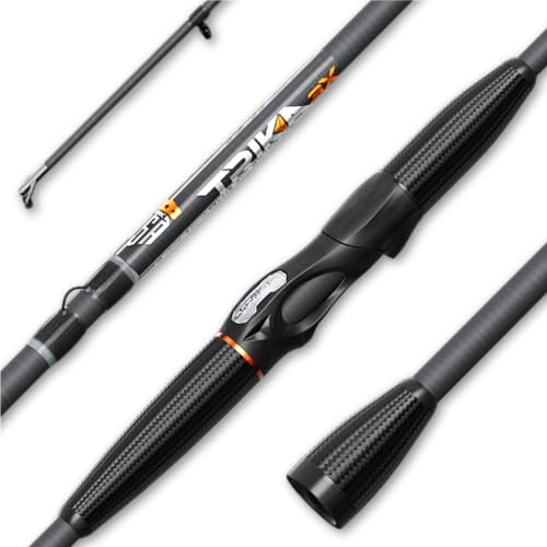 TRIKA 3X Carbon Rod Carbon Weave Rod for Extra Sensitive Vibration | Longer Casting | Lightweight Freshwater Fishing Pole - style: Spinning 7'6" Medium/Fast 1 Pc.