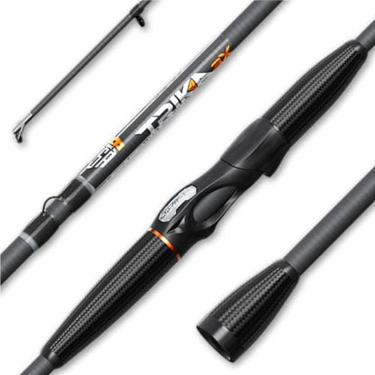 TRIKA 3X Carbon Rod Carbon Weave Rod for Extra Sensitive Vibration | Longer Casting | Lightweight Freshwater Fishing Pole - style: Spinning 7'3" Medium Heavy/Fast 1pc.