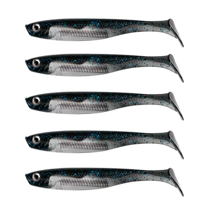 Paddle Tail Swimbait Fishing Lures for Bass Fishing | 5/6/15 Pcs Soft Plastic Lures With Paddle Tail, Pre-Rigged Jig Hook Options for Walleye, Pike & Trout Fishing - color: blue