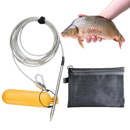 Corrosion-Resistant Fish Needle Hook Stringer, Stainless Steel Spear Fishing Cable & Float for Live Fishes Holder Accessories Saltwater Fishing Accessories - size: 8 meters
