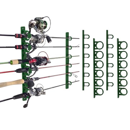 Aventik Vertical/Horizontal Fishing Rod Holder For Garage, Wall, Ceiling Holds Up To 6/12 Fishing Pole Holders（2 Pack Green） - style: 2 Pack Green