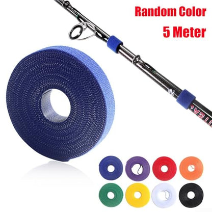 Fishing Rod Wrap Tie, Nylon & Band, Cuttable Binding Strap for Rod Storage Transport，Fishing Pole Fastener Strap, Reusable Securing Band, Adjustable Tie for Casting Fly Rods(5 Meter) - size: 5 Meter