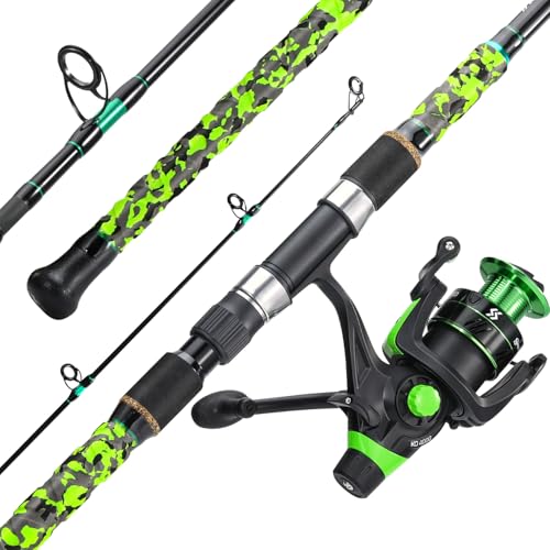 Sougayilang 3 Piece Surf Fishing Rod Combo Medium/Heavy Travel Spinning Rod with 4000/5000 Size Reel Baitfeeder Combo(9'/10'/11'12') - color: green, size: 11ft-Spinning-3Pc-MH