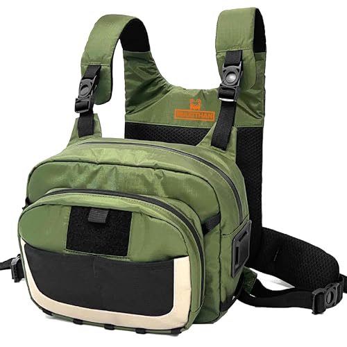 Fishing Chest Pack with Magnetic Pocket, Net Holder and Adjustable Straps | Magnetic Front Pocket, Multiple Storage Compartments, Adjustable Straps, Versatile Chest Bag