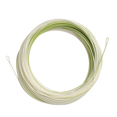 Trout Fly Fishing Line, Weight Forward Floating with 2 Welded Loops - color: Moss Green+Tooth Yellow, size: WF7F-100FT
