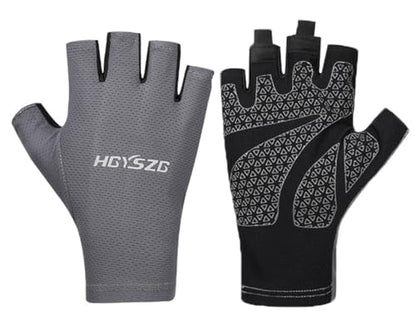 SUJAYU Fingerless UV Protection Gloves - Men & Women's Fishing, Driving, Sailing, Kayak, Paddling & Rowing Gloves - color: Grey, size: Medium