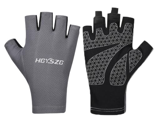 SUJAYU Fingerless UV Protection Gloves - Men & Women's Fishing, Driving, Sailing, Kayak, Paddling & Rowing Gloves - color: Grey, size: X-Large