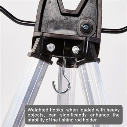 Fishing Rod Holder, Aluminum Alloy Tripod, Ground Bank Mounting, 16-21 Inch Telescopic Legs, Adjustable Height