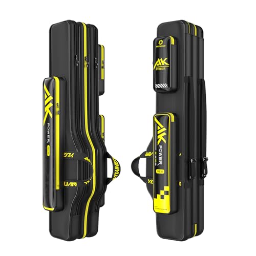 Fishing Rod Case & Bag Triple-Layer - 1680D Oxford, Wire-Reinforced Anti-Deforming, Foldable Portable, Quick-Access Compartments, Fishing Gift for Men Anglers - color: Black, size: 51.18inch, style: Triple - Layer