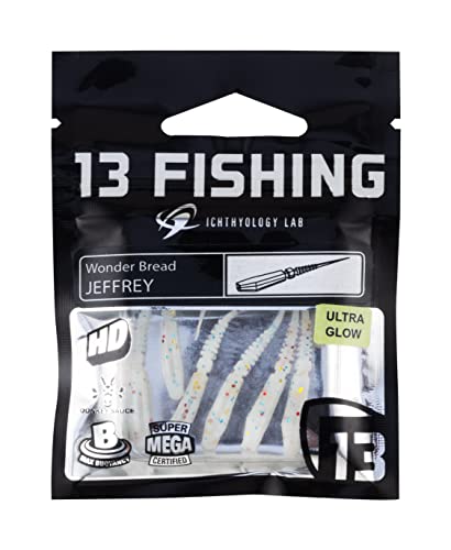 13 FISHING Jeffrey Panfish Plastics, Soft Fishing Lures for Crappie, Bluegill, Perch, and Sunfish, 6 Baits Per Pack - color: Wonder Bread