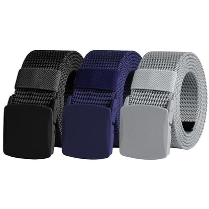 UNGGJKB Men's Tactical Belt, Nylon Casual Elastic Belt, Work Belt That Can Be Cut And Adjusted - color: Silver/Blue/Black