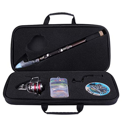 Sougayilang Fishing Rod and Reel Set Carbon Fiber Telescopic Fishing Rod 12+1BB Spinning Reel with Carry Case for Saltwater Freshwater - color: silver, size: 6.89 ft - 3000