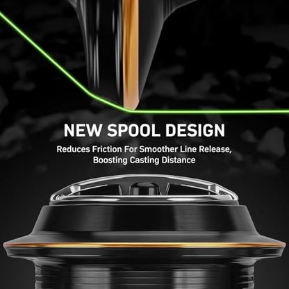 New DF Spinning Reel Saltwater Freshwater Fishing Reel Shallow Aluminum Spool, 5.2:1 Gear Ratio, Upgraded Copper Gears, Metal Handle Knob, Smooth Bearings - size: 4000, style: Deep Line Cup