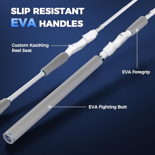 KastKing Centron Lite Twin Tip Rods, IM6 Graphite Blanks, Twin Tip Rods, Stainless Steel Guides with Ceramic Rings, Split or Full Rear EVA Handle Design, Drop Shot Hook Keeper - size: 6'6"- M- MF (2 Pcs+ Extra Tip), style: Casting