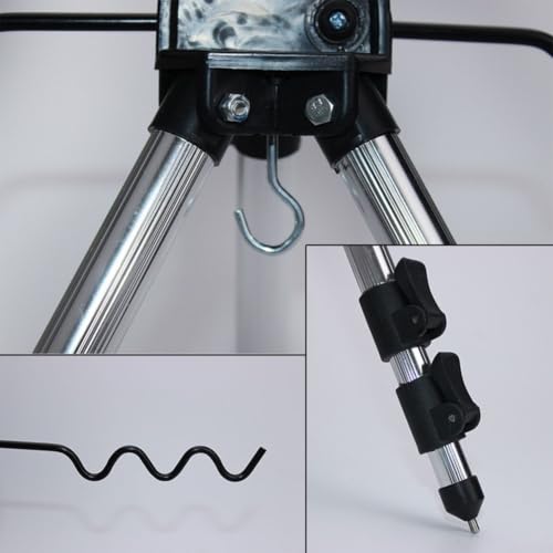 Aluminum Alloy Telescopic Fishing Rod Holder Tripod Stand, Collapsible Pole Bracket with Ground Spikes and Hook for Stability, Supports Up to 7 Rods - color: B Red