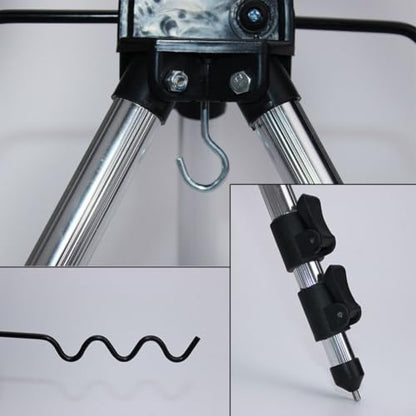 Aluminum Alloy Telescopic Fishing Rod Holder Tripod Stand, Collapsible Pole Bracket with Ground Spikes and Hook for Stability, Supports Up to 7 Rods - color: B Red