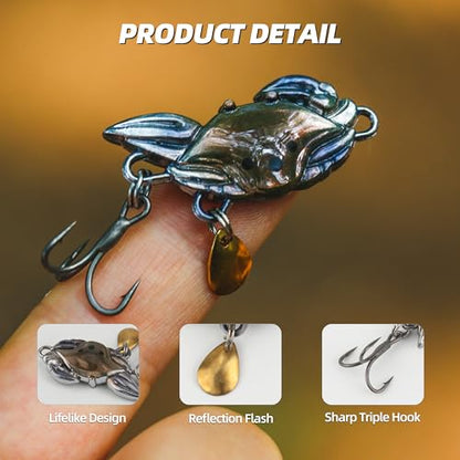 Inline Spinnerbaits for Bass Trout Pike – Premium Spinner Lures with Treble Hooks & Flash Blades for Freshwater & Saltwater Fishing – Durable, Vibrant, and Deadly Effective - style: Crab Jig